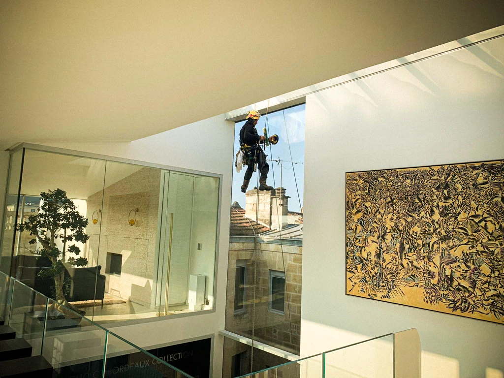 Nettoyage de vitrages pour un négociant en vin